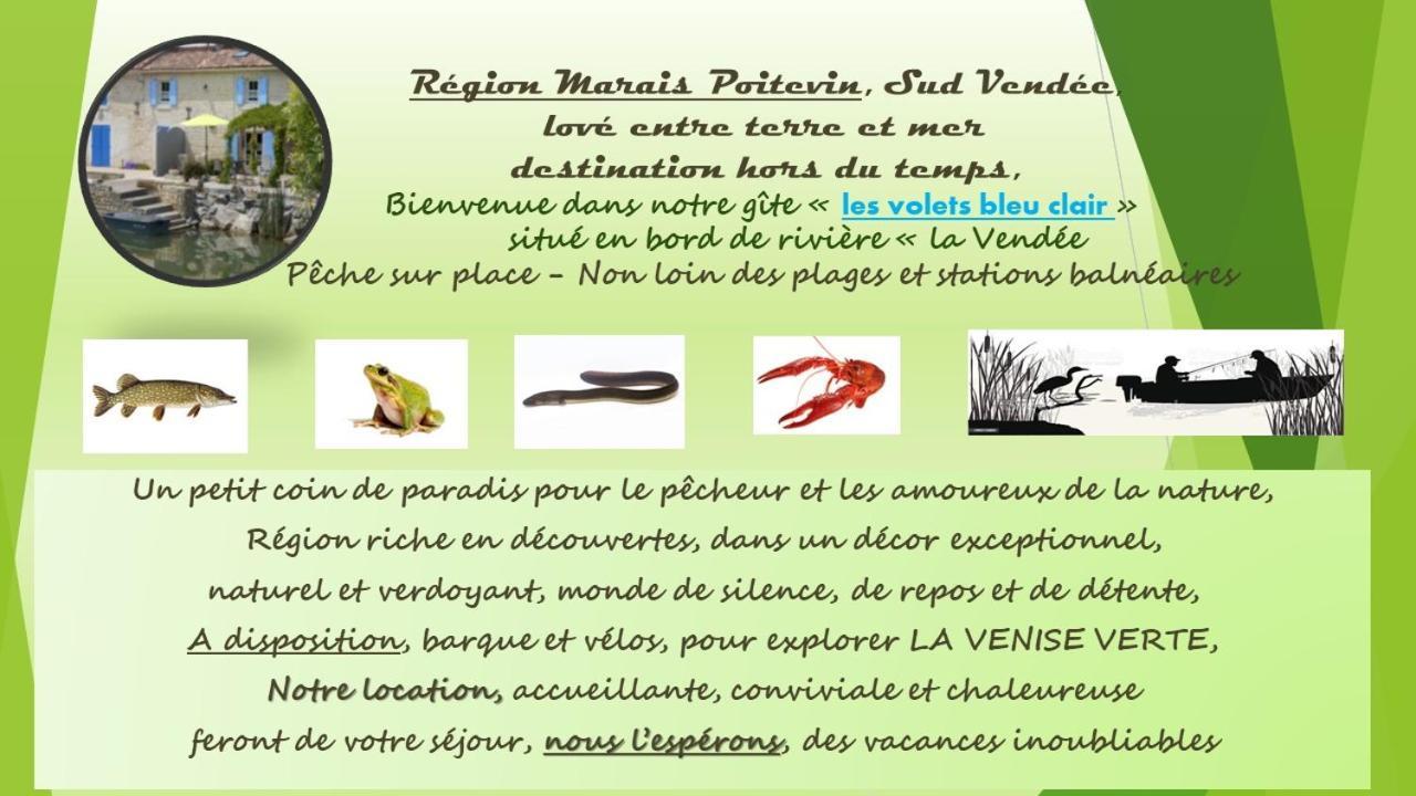 Marais Poitevin Bord Riviere Peche ,Barque, Velos, Wifi, Linge, Cheminee, Cuisine, Terrain De Boules La Taillee Dış mekan fotoğraf